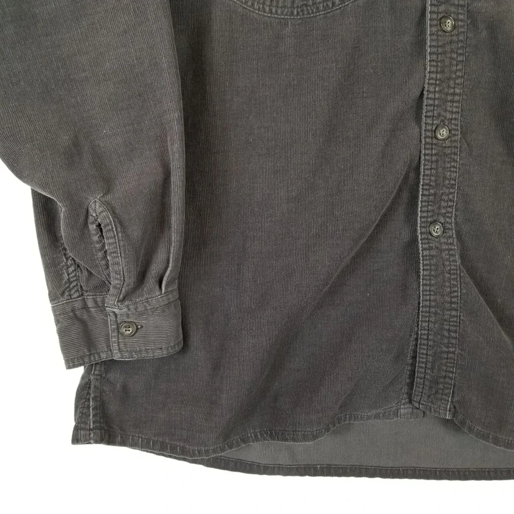 Levis Men XL Corduroy Shirt Charcoal Gray Long Sleeve Button Down WPL-423 Cotton